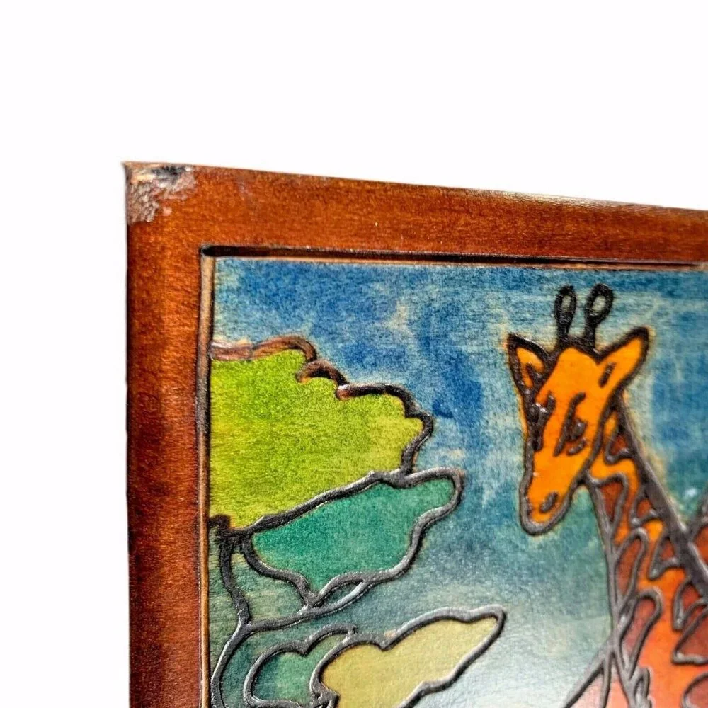 Giraffe Hinged Box Polish Handmade Linden Wood Keepsake Poland 6